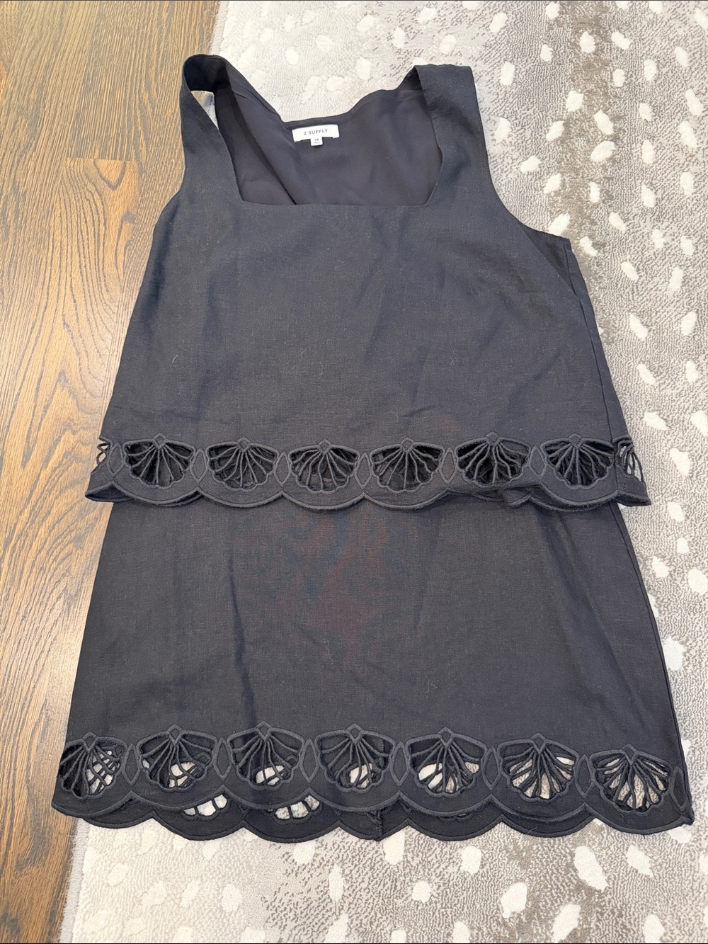Z Supply Black Sleeveless Eyelet Trim Romper